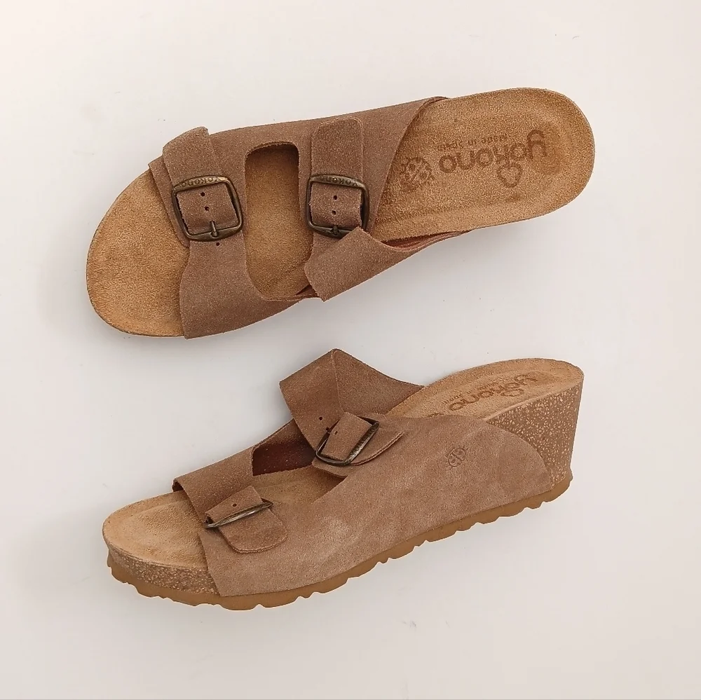 Yokono Wedge Leather Strappy Sandals Size 9